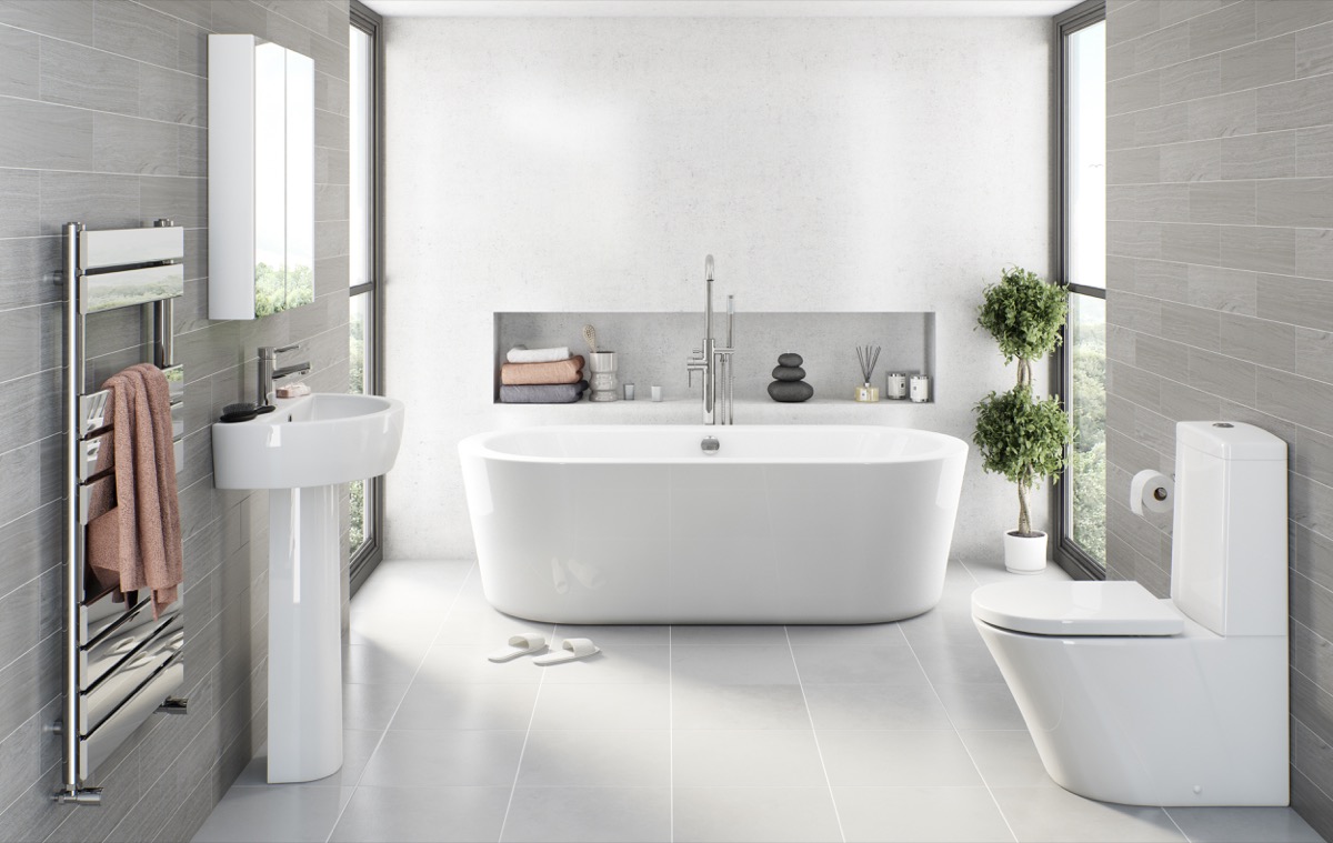 Interiér kúpeľne s jednotným dizajnom