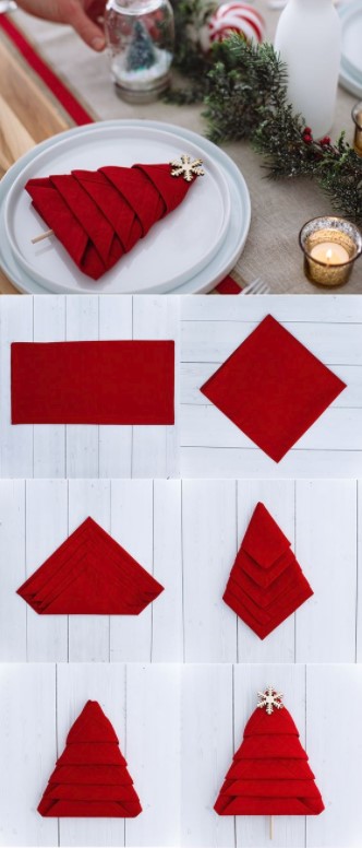 Červené servítky na vianočný stôl
