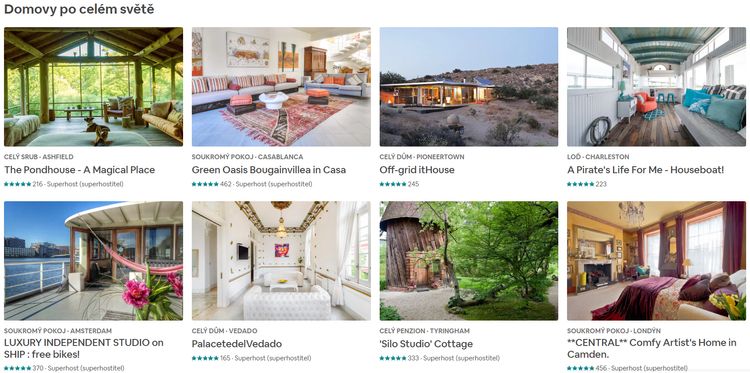 Airbnb domovy po celom svete