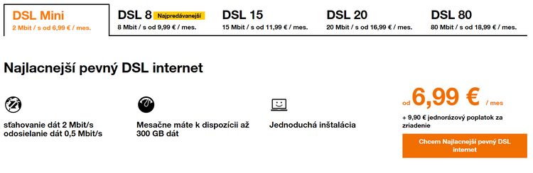 Pevný DSL internet Orange