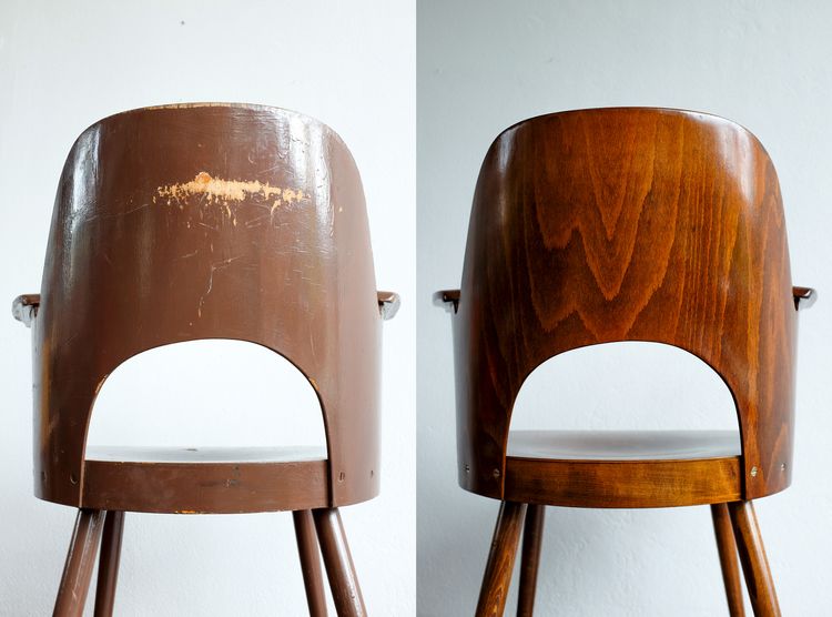 Retro stolička pred a po renovácii