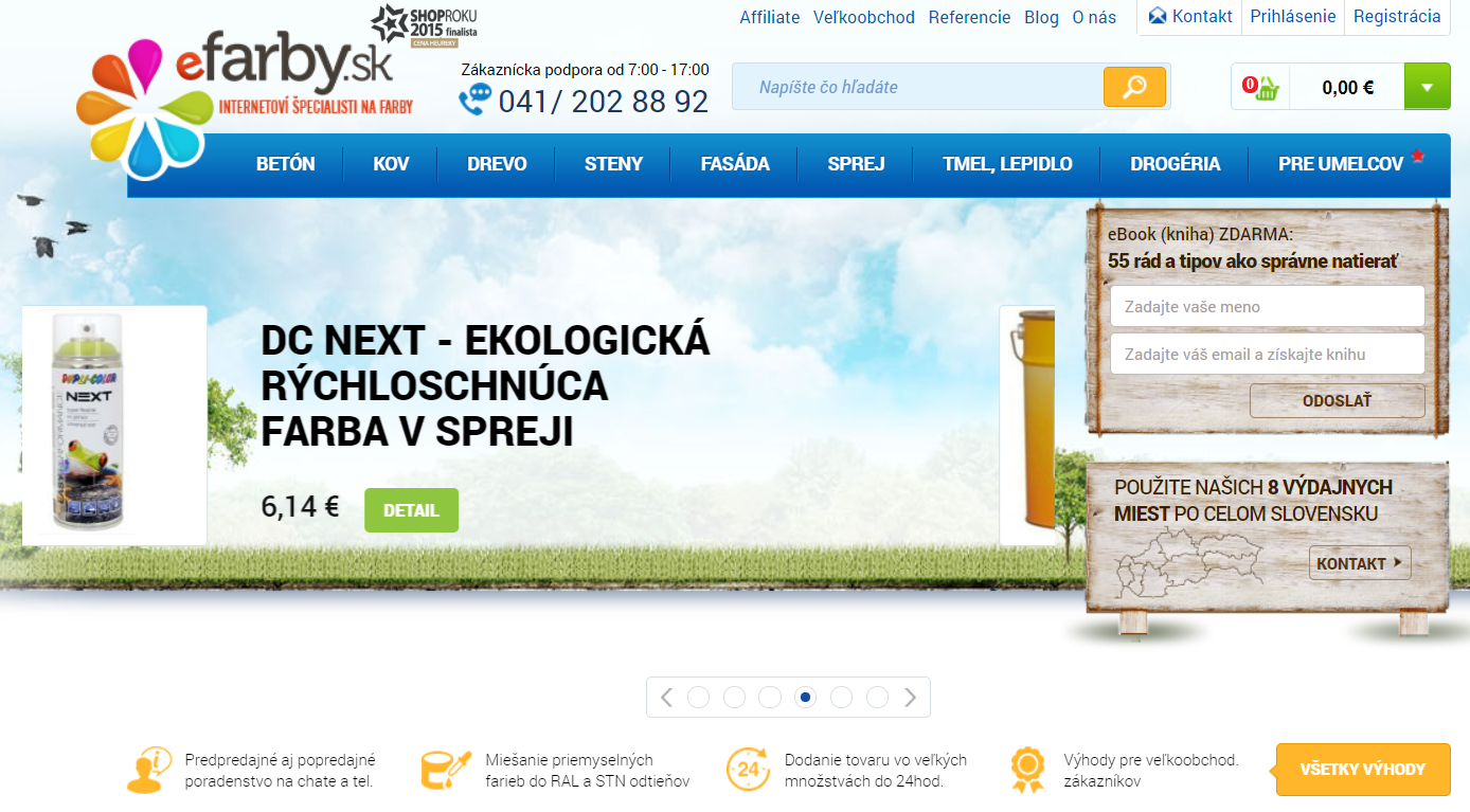 Dizajn webu efarby.sk