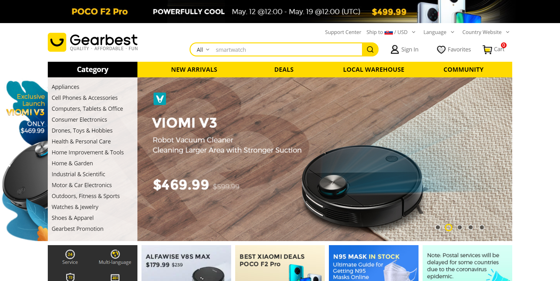 Dizajn e-shopu Gearbest.com