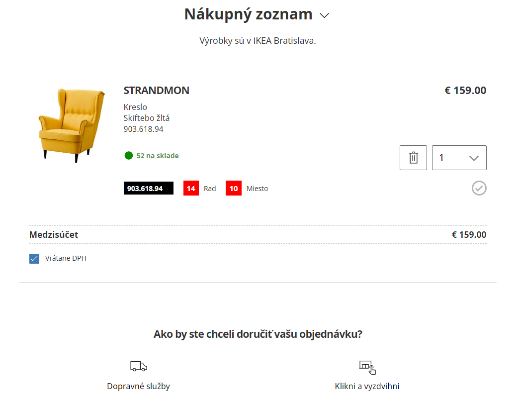 Nakupovanie cez e-shope ikea.sk