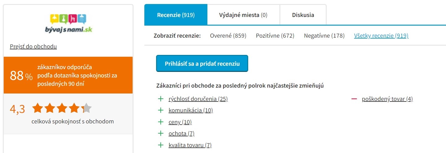 Hodnotenie e-shopu nabytok-a-interier.sk na heureka.sk
