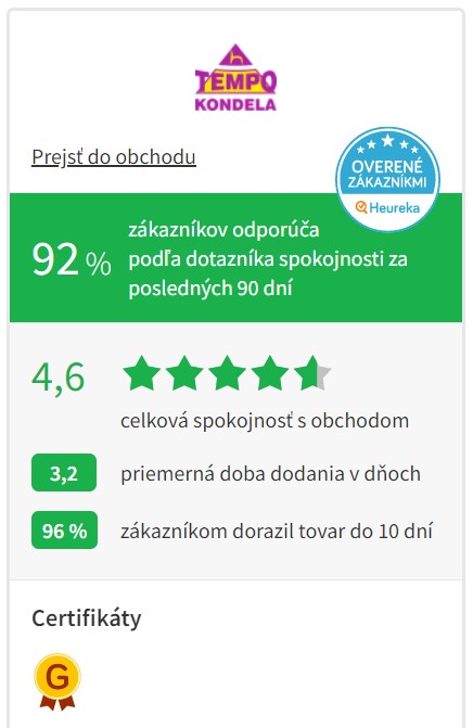 Hodnotenie Hodnotenie obchodu Tempo Kondela na heureka.sk