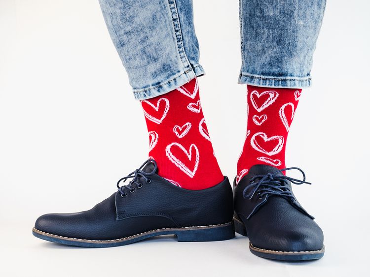 Červené valentínske ponožky so srdiečkami