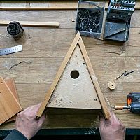 Pracovný postup, ako vyrobiť vtáčiu búdku z dreva pre ďatľa či sýkorky