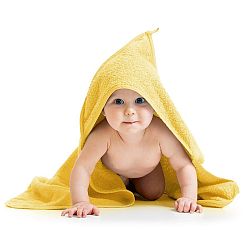 Bellatex Osuška pre bábätká s kapucňou žltá, 80 x 80 cm