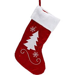 Vianočná LED ponožka so stromčekom červená, 41 cm