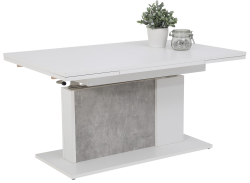 Nastaviteľný konferenčný stolík Lennard, biely/šedý beton