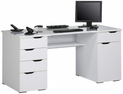 Písací stôl Model 9539, biely/biely lesk