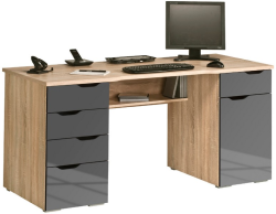 Písací stôl Model 9539, dub sonoma/šedý lesk