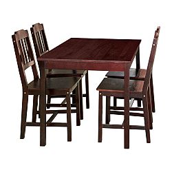 Stôl + 4 stoličky 8849 tmavohnedý lak