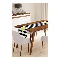 Behúň na stôl z mikrovlákna Minimalist Cushion Covers Stripes with Grey Heart, 45 x 140 cm