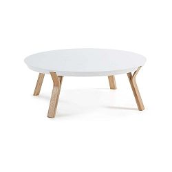 Biely konferenčný stolík Kave Home Solid, Ø 90 cm