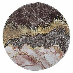 Hnedý/v zlatej farbe umývateľný okrúhly koberec ø 100 cm – Vitaus