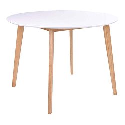 Jedálenský stôl s okrúhlou bielou doskou loomi.design Vojens, ⌀ 105 cm