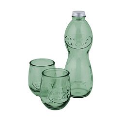 Set svetlozelenej fľaše na vodu a 2 pohárov z recyklovaného skla Ego Dekor Water