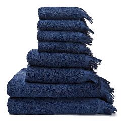 Súprava 6 modrých uterákov a 2 osušiek zo 100 % bavlny Bonami