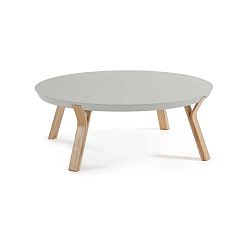 Svetlosivý konferenčný stolík s nohami z jaseňového dreva Kave Home Solid, Ø 90 cm