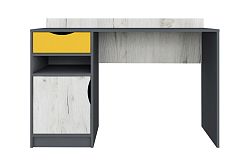 Casarredo DISNEY písací stôl, biely craft / grafit / žltá