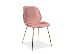 NajlacnejsiNabytok ADRIEN jedálenská stolička, ružový zamat / zlatá
