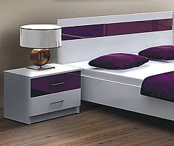 NajlacnejsiNabytok Dubaj nočný stolík, biela/fialová
