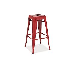 NajlacnejsiNabytok LONG kovová barová stolička, červená
