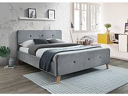 NajlacnejsiNabytok MALMO čalúnená posteľ 160x200 cm, šedý zamat