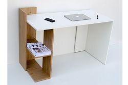 NajlacnejsiNabytok SHELF pracovný stôl, dub sonoma/ biela