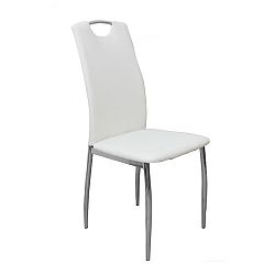 Jedálenská stolička, ekokoža biela/chróm, ERVINA