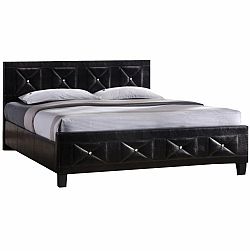 Manželská posteľ s roštom, ekokoža čierna, 160x200, CARISA