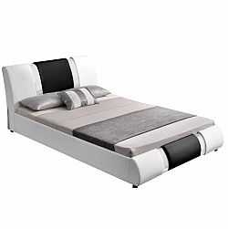 Moderná posteľ, biela/čierna, 160x200, LUXOR