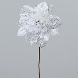 Poinsettia klip bielo-strieborná 8200626