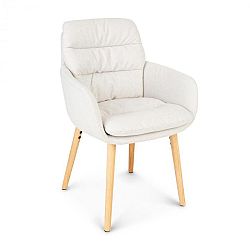 Besoa Doug, čalúnená stolička, penová výplň, 100 % polyester, drevené nohy, krémová