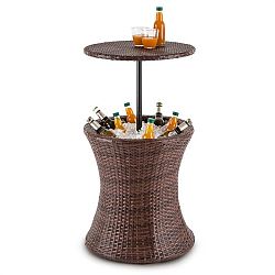 Blum Beerboy, záhradný stôl, chladič nápojov, Ø 50 cm, polyratan, dvojfarebný hnedý