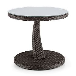 Blum Tabula, odkladací stolík, 50 cm, sklo, polyratan, hliník, dvojfarebný hnedý