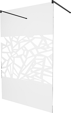 MEXEN/S - KIOTO samostatne stojaca sprchová zástena 110 x 200, transparent/biela vzor 8 mm, čierna 800-110-002-70-85