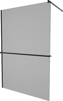 MEXEN/S - KIOTO Sprchová zástena WALK-IN s poličkou a držiakom uterákov 70 x 200, grafit 8 mm, čierna 800-070-121-70-40
