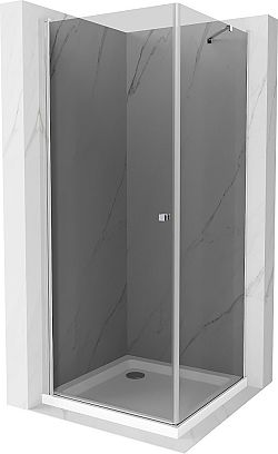 MEXEN/S - Pretória sprchovací kút 90x90, grafit, chróm + sprchová vanička vrátane sifónu 852-090-090-01-40-4010