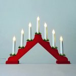 Adventný svietnik s ťahanou žiarovkou LED Filament, červená