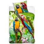 CARBOTEX Detské bavlnené obliečky Farebné papagáje Ara, 140 x 200 cm, 70 x 90 cm