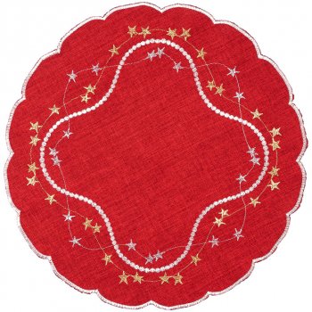 Forbyt Vianočný obrus Hviezdičky červená, 35 cm