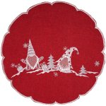 Forbyt Vianočný obrus Škriatkovia červená, pr. 35 cm