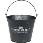 Kovový obal na kvetináč Flower market sivá, 23,3 cm