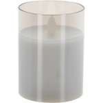 LED sviečka v skle Agide, reálny plameň, 7,5 x 10 cm, teplá biela