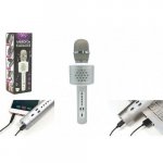 Teddies Mikrofón karaoke Bluetooth, strieborná, na batérie, s USB káblom