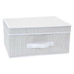 Úložný box s vekom 39 x 29 x 19 cm, sivo-biela