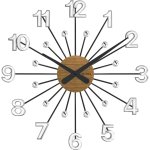 VLAHA VCT1082 dubové hodiny s kameňmi Design strieborná, pr. 49 cm